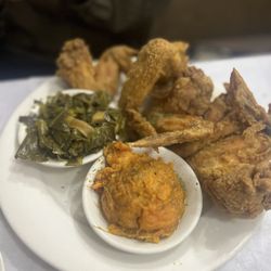 Family Secrets Restaurant - Jumbo Chicken Wings, greens, Yams