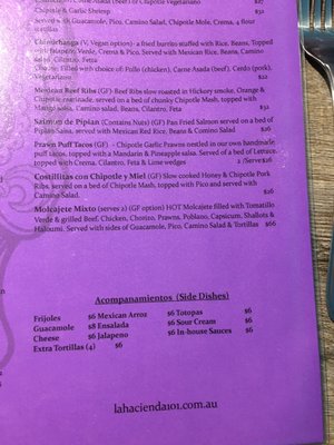 Menu photo 4 La Hacienda 101 Emerald Beach, NSW
