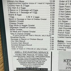 Wilma's Kountry Kitchen - Breakfast Menu