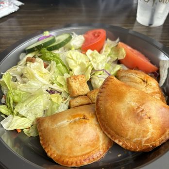 Three Broomsticks - Beef Pasties with Garden Salad - British Near Me - Orlando, Florida Three Broomsticks - Beef Pasties with Garden Salad - British Near Me - Orlando, Florida