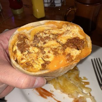 Sam's Place - Breakfast burrito ... chorizo, scrambled eggs, & cheddar cheese. Delish. - New American Near Me - Novato, California Sam's Place - Breakfast burrito ... chorizo, scrambled eggs, & cheddar cheese. Delish. - New American Near Me - Novato, California