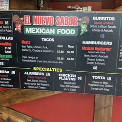 El Nuevo Sabor - Menu