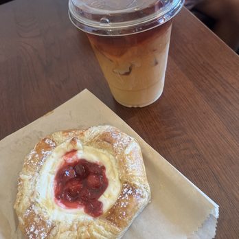 Sacred Heart Coffee - Cherry danish and cold brew (splash of whole milk) - Coffee & Tea Near Me - Fresno, California