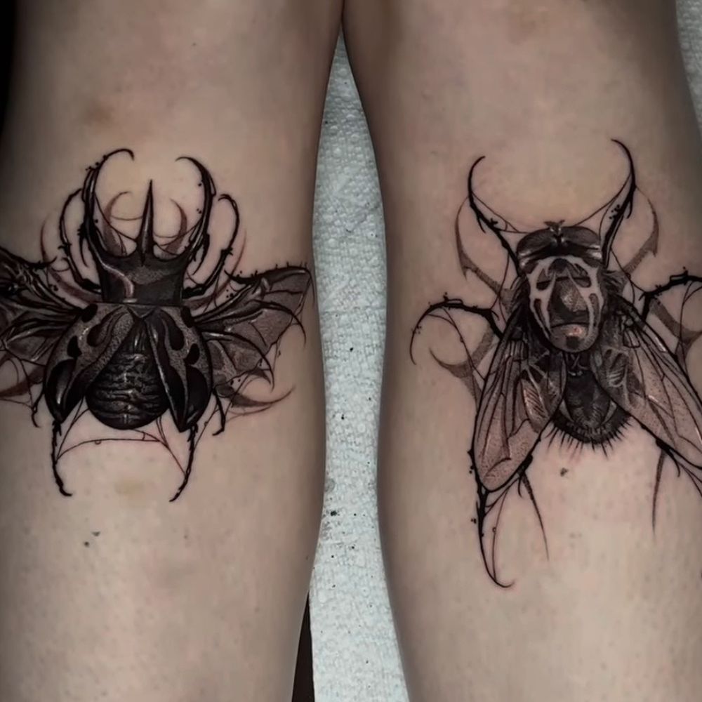 Illicit Arts Tattoo - Black work beetle & fly tattoo - Tattoo Near Me - Houston, Texas Illicit Arts Tattoo - Black work beetle & fly tattoo - Tattoo Near Me - Houston, Texas