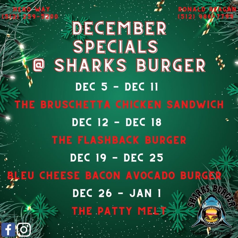 Sharks Burger - Specials - Burgers Near Me - Leander, Texas Sharks Burger - Specials - Burgers Near Me - Leander, Texas