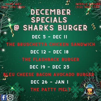 Sharks Burger - Specials - Burgers Near Me - Leander, Texas Sharks Burger - Specials - Burgers Near Me - Leander, Texas