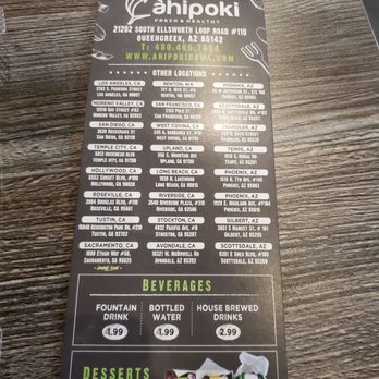 Ahipoki - Menu. - Seafood Near Me - Queen Creek, Arizona