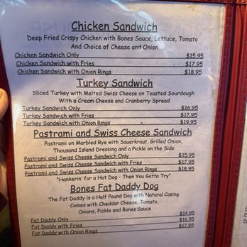 Bones Roadhouse - menu - American Near Me - Placerville, California
