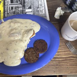 Biscuit Gravy, Sausage and coffee