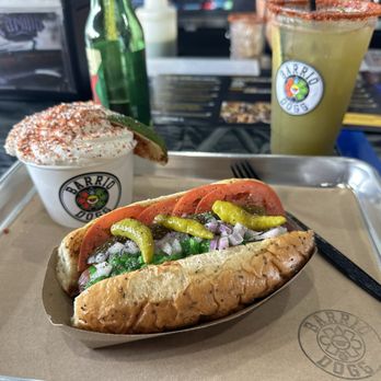 Barrio Dogg - El Capone with Elotitos. Best corn in the cup I've ever had! - Hot Dogs Near Me - San Antonio, Texas
