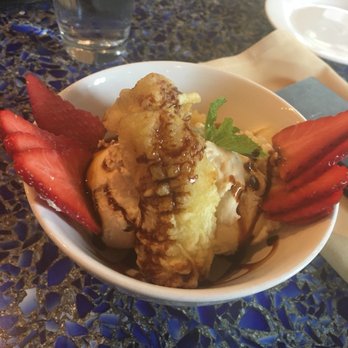 Harney Oceanside - Tempura banana dessert with vanilla ice cream strawberry's and topped with a graham cracker whip cream - Sushi Bars Near Me - Oceanside, California
