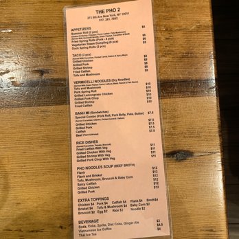 The Pho 2 - Menu - Vietnamese Near Me - New York, New York
