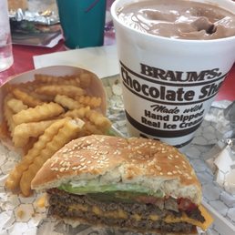 Number two double quarter pound cheeseburger and chocolate shake