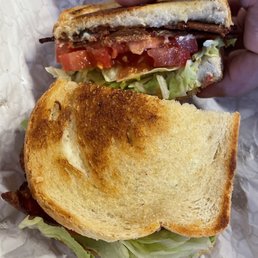 The awesome BLT on griddled sourdough. The awesome BLT on griddled sourdough.