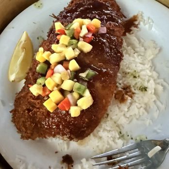 Fishlips - Coconut crusted Grouper on a bed of coconut rice - Bars Near Me - Cape Canaveral, Florida Fishlips - Coconut crusted Grouper on a bed of coconut rice - Bars Near Me - Cape Canaveral, Florida