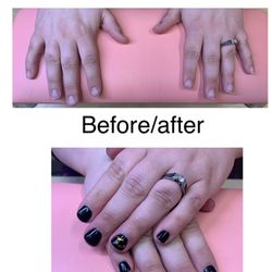 Nailed by Sonya - Black gel manicure with gold bats- wedding nails