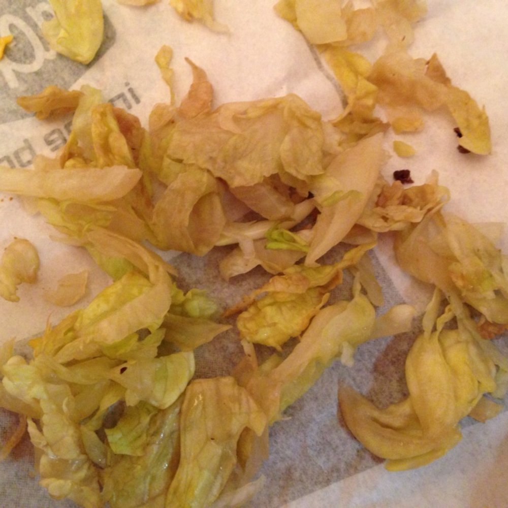 Brown lettuce on my burger.