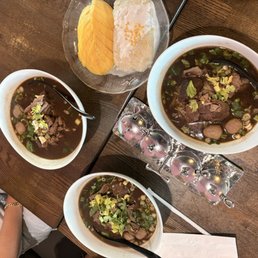 3 boat noodles no blood and sticky rice.
