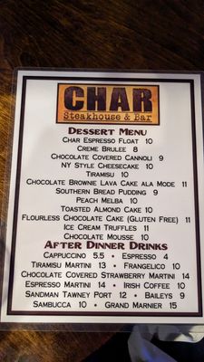 Menu photo 3 Char Steakhouse and Bar Mahopac, NY