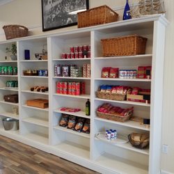 Market shelves.