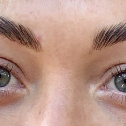 Brow lamination, tint and threading
