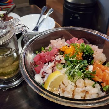 Nozomi - A signature dish of fresh fish, greens, rice. Fresh brewed tea - Sushi Bars Near Me - La Jolla, California Nozomi - A signature dish of fresh fish, greens, rice. Fresh brewed tea - Sushi Bars Near Me - La Jolla, California