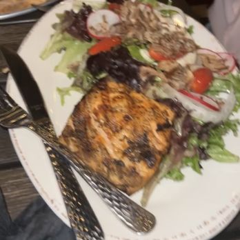 Wood Stack Pizza Kitchen - Metuchen - Salad with Salmon - Pizza Near Me - Metuchen, New Jersey Wood Stack Pizza Kitchen - Metuchen - Salad with Salmon - Pizza Near Me - Metuchen, New Jersey