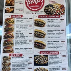 Benji's Fresh Food - Menu with updated prices written in