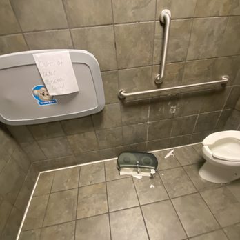 Buffalo Wild Wings - a broken toilet in a public restroom - American Near Me - Danvers, Massachusetts