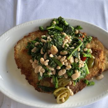 Robke’s - Pork schnitzel with white Canelli beans, broccoli rabe and cherry peppers... delicious! - American Near Me - Northport, New York