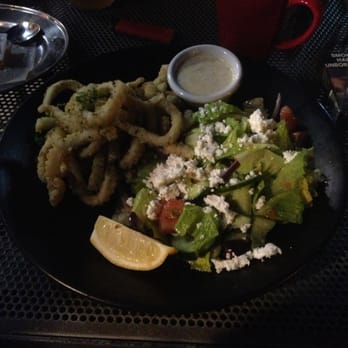 Airstream Cafe - Salt and pepper calamari with Greek salad - Restaurants Near Me - Glen Waverley, VIC Airstream Cafe - Salt and pepper calamari with Greek salad - Restaurants Near Me - Glen Waverley, VIC