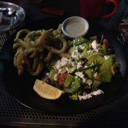 Airstream Cafe - Salt and pepper calamari with Greek salad