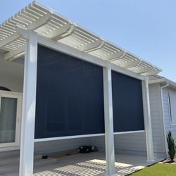 Patio Covers Oregon - Pergola with a 18' wide roll up solar shade