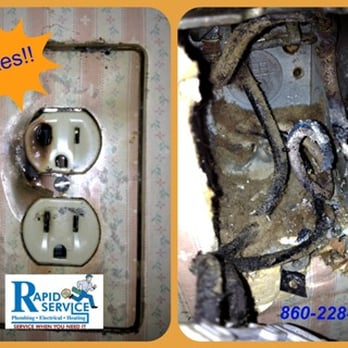Rapid Service - Burned electrical outlet in Willimantic CT - Plumbing Near Me - Columbia, Connecticut