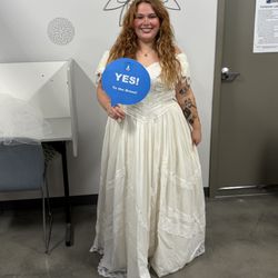 Land of Lincoln Goodwill - A lovely Bride-to-be who came to one of our Bridal Gown Events. She said, "Yes, to the dress!"
