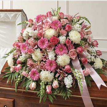 A Floral Affair - Pink & White Mixed Half Casket Cover - Florists Near Me - Los Angeles, California A Floral Affair - Pink & White Mixed Half Casket Cover - Florists Near Me - Los Angeles, California