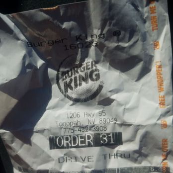 Burger King - Receipt - Burgers Near Me - Tonopah, Nevada