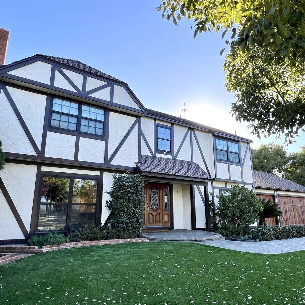 Lots of wood and stucco