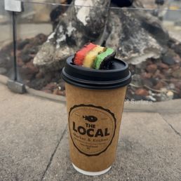 Rainbow cookie latte
