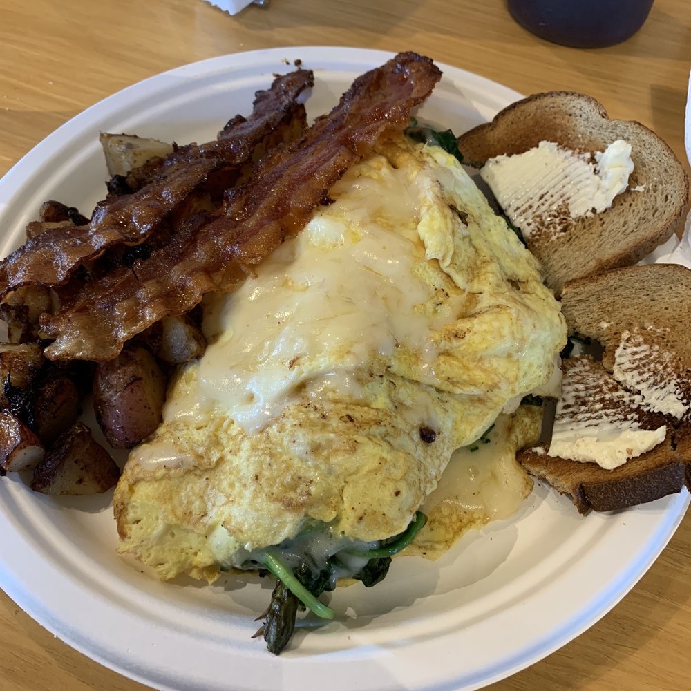 Arkville Bread & Breakfast - Veggie omelette with cheese and a side of bacon - American Near Me - Arkville, New York