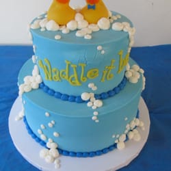 Cakes De Fleur - Gender reveal cake based on an idea I found on pinterest. Modifications made that worked out beautifully!