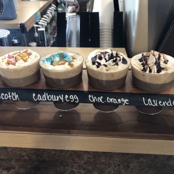 Coffee First Cafe & Bake Shoppe - Coffee flight #4 with one substitution - Cafes Near Me - Sterling Heights, Michigan