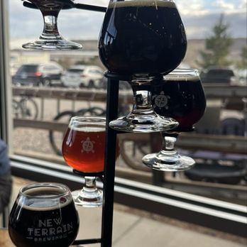 New Terrain Brewing - Our flight...see menu pic for descriptions - Breweries Near Me - Golden, Colorado New Terrain Brewing - Our flight...see menu pic for descriptions - Breweries Near Me - Golden, Colorado