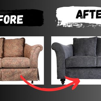 Redesign Upholstery - Before and after of a sofa - Furniture Reupholstery Near Me - Las Vegas, Nevada Redesign Upholstery - Before and after of a sofa - Furniture Reupholstery Near Me - Las Vegas, Nevada