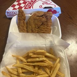 Pizza Viva - 3 chicken tenders, fries, a slice of pizza