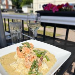 Portobello Restaurant West Hartford - Entree from menu shrimp and scallops pepino over risotto.