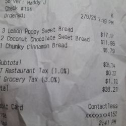 Receipt from Kneaders South Jordan today 02-09-26