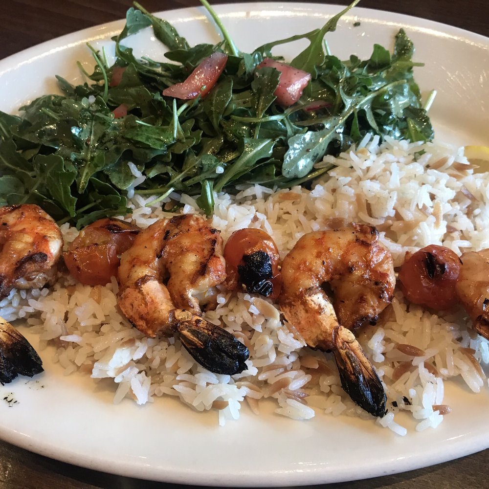 Bursa - Grilled Shrimp Kebab lunch w/ rice and salad - Really good! - Middle Eastern Near Me - San Francisco, California
