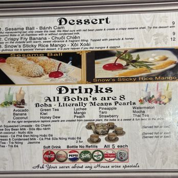 Pho Evergreen - Dessert/drinks page in the menu booklet - Vietnamese Near Me - Evergreen, Colorado Pho Evergreen - Dessert/drinks page in the menu booklet - Vietnamese Near Me - Evergreen, Colorado
