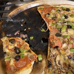 Very burned pizza